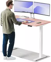 Elektrinis reguliuojamo aukščio stalas Desktronic HomeOne Baltas/Rožinis, 140x70cm, Dvigubas motoras, USB ir USB-C įkrovimo lizdai