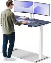 Elektrinis reguliuojamo aukščio stalas Desktronic HomeOne Baltas/Mėlynas, 140x70cm, Dvigubas motoras, USB ir USB-C įkrovimo lizdai