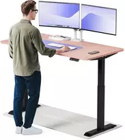 Elektrinis reguliuojamo aukščio stalas Desktronic HomeOne Juodas/Rožinis, 160x80cm, Dvigubas motoras, USB ir USB-C įkrovimo lizdai