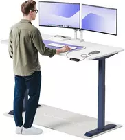 Elektrinis reguliuojamo aukščio stalas Desktronic HomeOne Mėlynas/Baltas, 160x80cm, Dvigubas motoras, USB ir USB-C įkrovimo lizdai