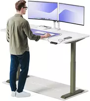 Elektrinis reguliuojamo aukščio stalas Desktronic HomeOne Žalias/Baltas, 160x80cm, Dvigubas motoras, USB ir USB-C įkrovimo lizdai