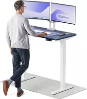 Elektrinis reguliuojamo aukščio stalas Desktronic HomePro Baltas/Mėlynas, 120x60cm, Dvigubas motoras, USB ir USB-C įkrovimo lizdai