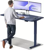 Elektrinis reguliuojamo aukščio stalas Desktronic HomePro Mėlynas/Mėlynas, 160x80cm, Dvigubas motoras, USB ir USB-C įkrovimo lizdai