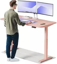Elektrinis reguliuojamo aukščio stalas Desktronic HomeOne Rožinis/Rožinis, 160x80cm, Dvigubas motoras, USB ir USB-C įkrovimo lizdai
