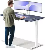 Elektrinis reguliuojamo aukščio stalas Desktronic HomeOne Baltas/Mėlynas, 160x80cm, Dvigubas motoras, USB ir USB-C įkrovimo lizdai