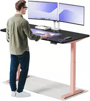 Elektrinis reguliuojamo aukščio stalas Desktronic HomeOne Rožinis/Juodas, 160x80cm, Dvigubas motoras, USB ir USB-C įkrovimo lizdai