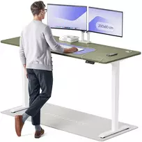 Elektrinis reguliuojamo aukščio stalas Desktronic HomePro Baltas/Žalias, 200x80cm, Dvigubas motoras, USB ir USB-C įkrovimo lizdai