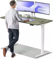 Elektrinis reguliuojamo aukščio stalas Desktronic HomePro Baltas/Žalias, 160x80cm, Dvigubas motoras, USB ir USB-C įkrovimo lizdai