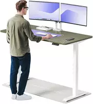 Elektrinis reguliuojamo aukščio stalas Desktronic HomeOne Baltas/Žalias, 160x80cm, Dvigubas motoras, USB ir USB-C įkrovimo lizdai