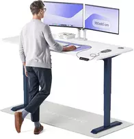 Elektrinis reguliuojamo aukščio stalas Desktronic HomePro Mėlynas/Baltas, 180x80cm, Dvigubas motoras, USB ir USB-C įkrovimo lizdai