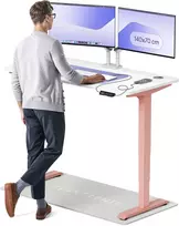Elektrinis reguliuojamo aukščio stalas Desktronic HomePro Rožinis/Baltas, 140x70cm, Dvigubas motoras, USB ir USB-C įkrovimo lizdai