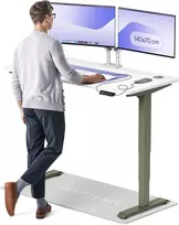 Elektrinis reguliuojamo aukščio stalas Desktronic HomePro Žalias/Baltas, 140x70cm, Dvigubas motoras, USB ir USB-C įkrovimo lizdai