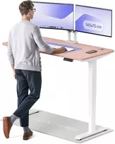 Elektrinis reguliuojamo aukščio stalas Desktronic HomePro Baltas/Rožinis, 140x70cm, Dvigubas motoras, USB ir USB-C įkrovimo lizdai