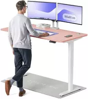 Elektrinis reguliuojamo aukščio stalas Desktronic HomePro Baltas/Rožinis, 160x80cm, Dvigubas motoras, USB ir USB-C įkrovimo lizdai