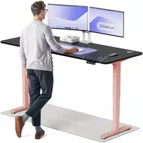 Elektrinis reguliuojamo aukščio stalas Desktronic HomePro Rožinis/Juodas, 200x80cm, Dvigubas motoras, USB ir USB-C įkrovimo lizdai