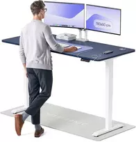 Elektrinis reguliuojamo aukščio stalas Desktronic HomePro Baltas/Mėlynas, 180x80cm, Dvigubas motoras, USB ir USB-C įkrovimo lizdai