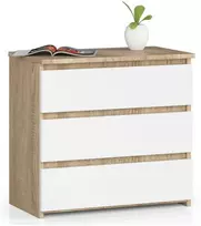 AKORD Komoda 3 stalčių ąžuolo Sonoma/baltas 60x35x57