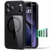 ESR Classic Hybrid Magsafe ir grūdinto stiklo dėklas iPhone 17 Pro Max, skaidrus/juodas