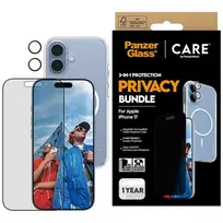 Panzer Glass „CARE by PanzerGlass“ flagmaninis „Privacy 3-in-1“ dėklas + privatumo stiklas + objektyvas, skirtas „iPhone 17“