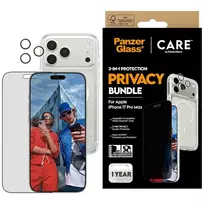 „Panzer Glass CARE by PanzerGlass Flagship Privacy 3in1“ dėklas + privatumo stiklas + lęšis, skirtas „iPhone 17 Pro Max“.