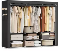 SONGMICS audinio spinta 45 x 188 x 176 cm su 3 pakabinamais skyrius, juoda