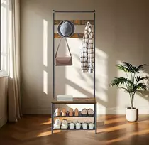 Songmics Drabužių kabykla su suoliuku VASAGLE, 32,2x64x180 cm