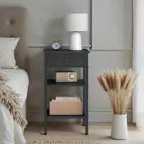 Songmics VASAGLE naktinis staliukas, pagalbinis staliukas, stalčius ir atviri skyriai