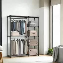 SONGMICS Atvira spinta su drabužių pakabomis 43 x 124 x 182 cm, juoda