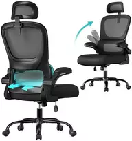 Songmics Ergonomiška biuro kėdė su tinkleliu ir atlenkiamais porankiais