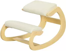 HOMCOM Ergonomiška linganti kėdė-keliai namų biurui, laikysenos gerinimui, kreminė