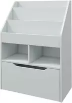 HOMCOM vaikiška knygų lentyna su stalčiumi, 3 atviromis ir 2 uždaromis lentynomis, daiktadėžė vaikų kambariui, žaidimų kambariui, pilka, 60 x 29,9 x 90 cm