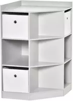 HOMCOM vaikų kampinė lentyna su 3 daiktadėžėmis, žaislų laikymo vieta vaikų kambariui, skirta 3–12 metų vaikams, pilka, 57,4 x 57,4 x 94 cm