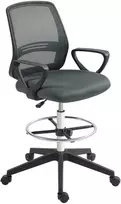 Biuro kėdė Vinsetto, ergonomiška, su porankiais ir reguliuojamu kojų atramu, tinklelio apmušalu, pilka