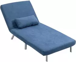 HOMCOM minkštas fotelis su miegamo funkcija, 2-in-1 dizainas, miegamasis fotelis, svečių lova, medžiaginis užvalkalas, su pagalvėle, mėlynas