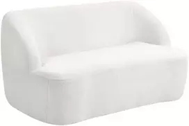HOMCOM dvivietė sofa, išlenkto dizaino, paminkštinta sofa su fliso apmušalu, svetainei, miegamajam, namų biurui, kreminė balta