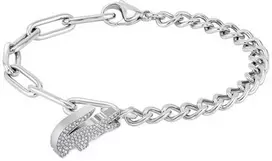 Lacoste Women´s steel bracelet with violetinė crystals Crocodile 2040554