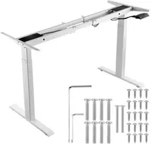 Elektrinis stalas rėmas reguliuojamo aukščio, ergonomiškas stovas, baltas karkasas, sėdimas-stovimas stalas, pakeliamas stalas