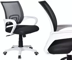 Ergonomiška biuro kėdė, balta/juoda, reguliuojamas aukštis, atlošiama nugara, TILT mechanizmas, tinklinė nugara, darbo kėdė, kompiuterio kėdė
