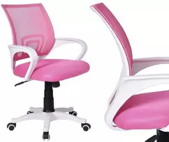 Biuro kėdė, reguliuojamas aukštis, TILT funkcija, balta/rožinė, ergonomiška, sukiojama, ofiso kėdė, darbo kėdė, kompiuterio kėdė