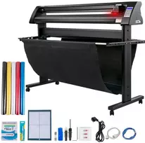 Vinilo pjaustytuvas 1350 mm, LED ekranas, optinė akis, pjaustyklis su stovu, reklaminių iškabų gamybai, lipdukų pjaustymo braižytuvas