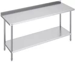 Nerūdijančio plieno darbo stalas komercinei virtuvei, 610 x 1829 x 914 mm maisto ruošimo stalas, reguliuojamo aukščio lentyna, gamybos stalas, virtuvės stalviršis, nerūdijančio plieno stalas