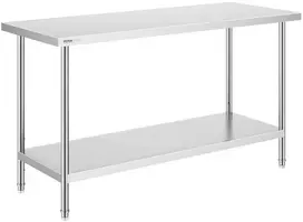 Nerūdijančio plieno darbo stalas maisto ruošimui 610x1524x864 mm, komercinis virtuvės stalas, gamybinis stalas, nerūdijančio plieno stalviršis