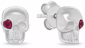 Brilio Silver Stilingi sidabriniai auskarai su kubiniu cirkoniu „Skull EA1228W“