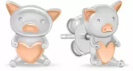 Brilio Silver Žavūs sidabriniai auskarai „Piggy“ su širdele EA1226W