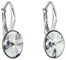 Evolution Group Sidabriniai ovalūs auskarai su Swarovski kristalais 31276.5 mėlyno atspalvio