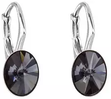 Evolution Group Žėrintys ovalūs auskarai su Swarovski kristalais 31276.3 grafito spalvos