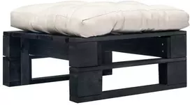 Otomanė iš paletės su smėlio spalvos pagalve, juoda, mediena
