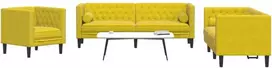 Sofa Chesterfield sofų komplektas su pagalvėlėmis, 3 dalių, geltonas