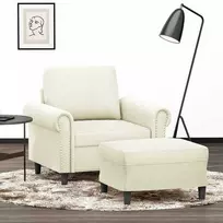 Sofa Krėslas su pakoja, kreminės spalvos, 60cm, aksomas