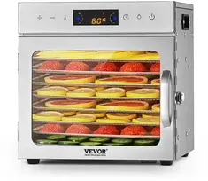 Maisto džiovintuvas, nerūdijantis plienas, 8 padėklai, 400W džiovyklė vaisiams ir užkandžiams